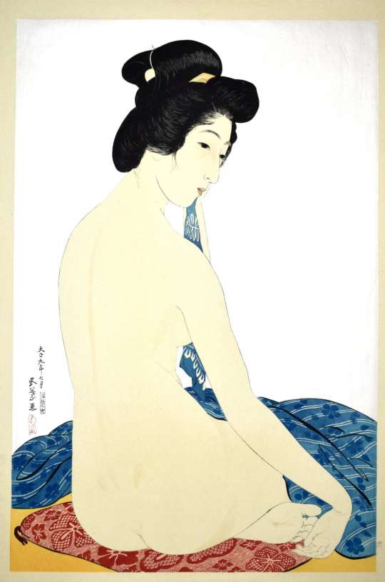 Hashiguchi Goyo “Woman After a Bath” woodblock print thumbnail