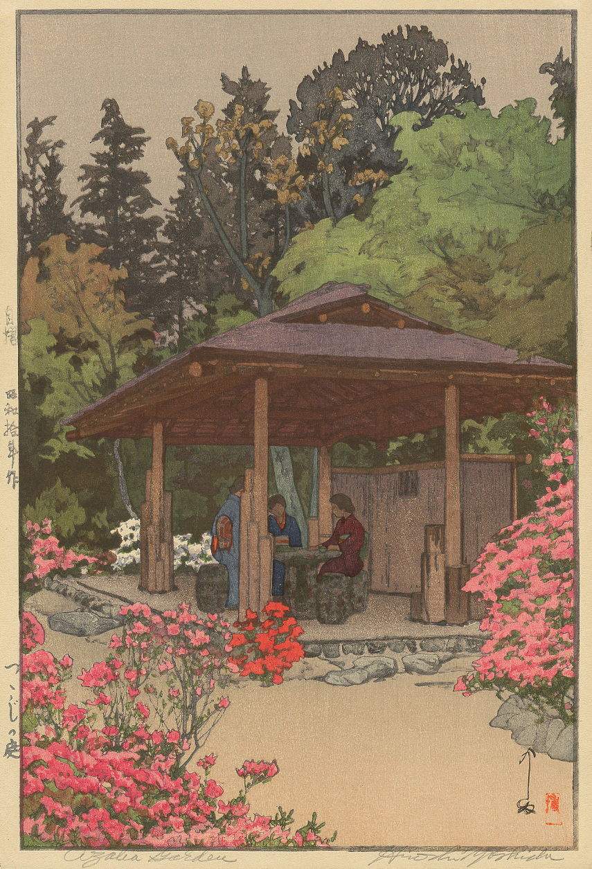 Azalea Garden woodblock print