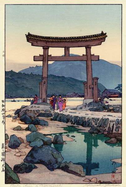 Hiroshi Yoshida - Benten Shrine in Nezumigaseki thumbnail