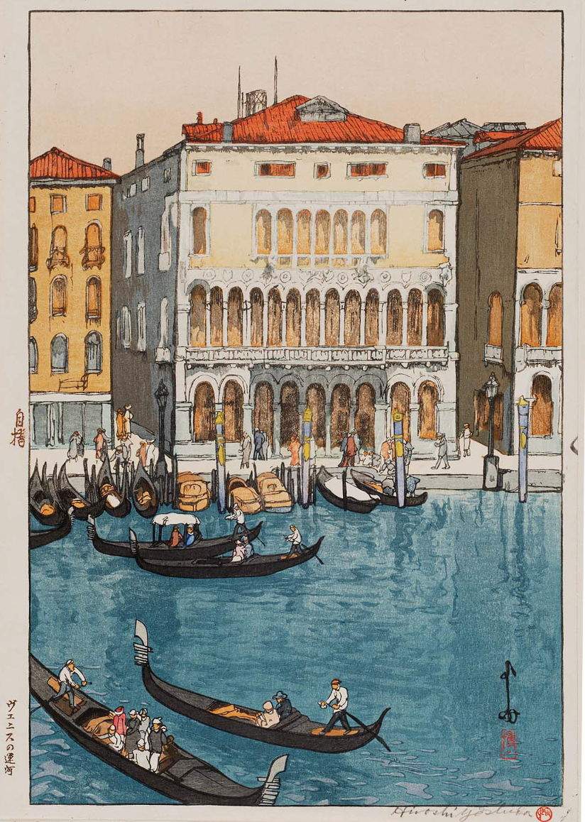 Canal in Venice woodblock print