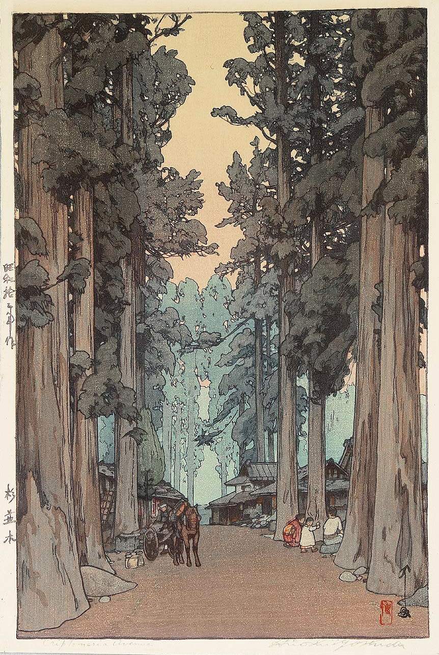 Hiroshi Yoshida “Cryptomeria Avenue” 1937 woodblock print