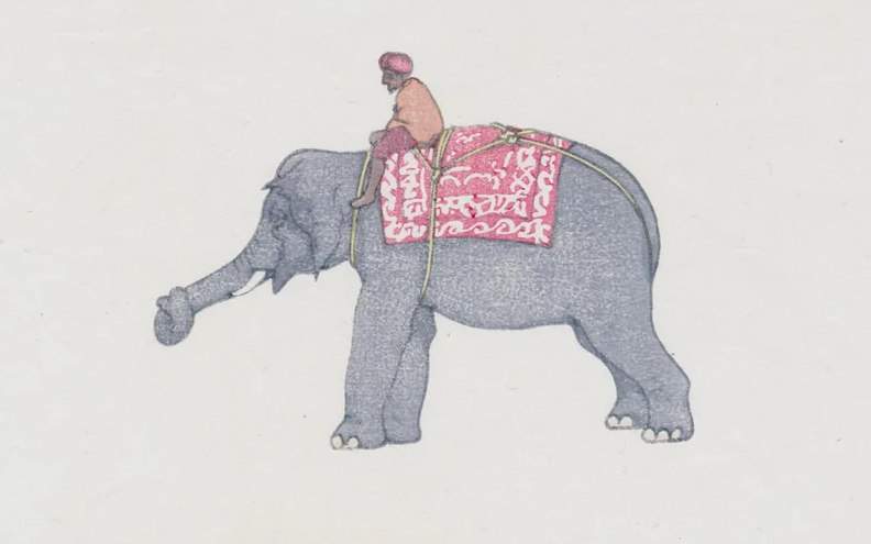 Elephant woodblock print