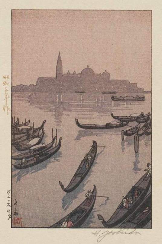 Evening in Venice woodblock print