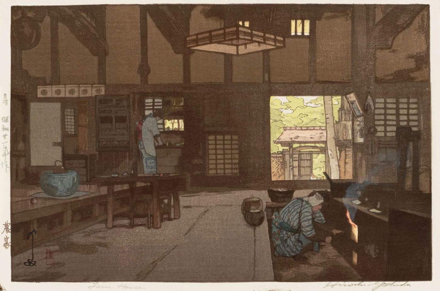 Farm House woodblock print