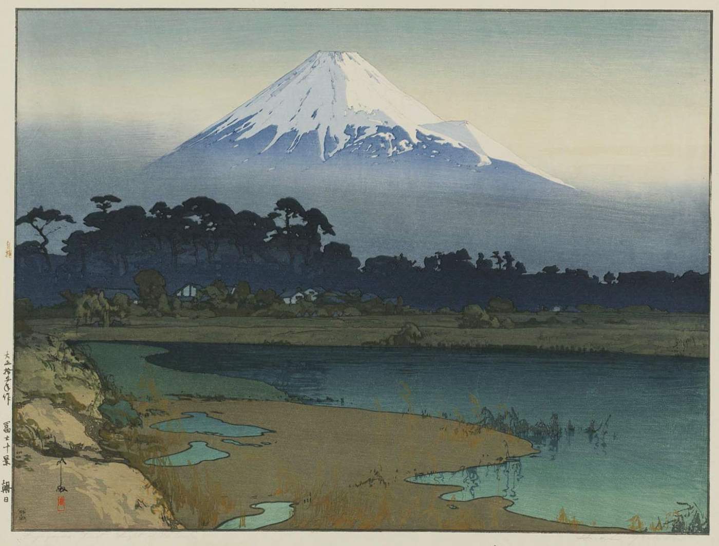 Fujiyama, First Light of the Sun woodblock print