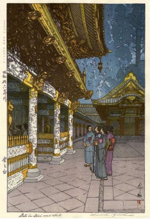 Hiroshi Yoshida - Gate in Gold and White thumbnail