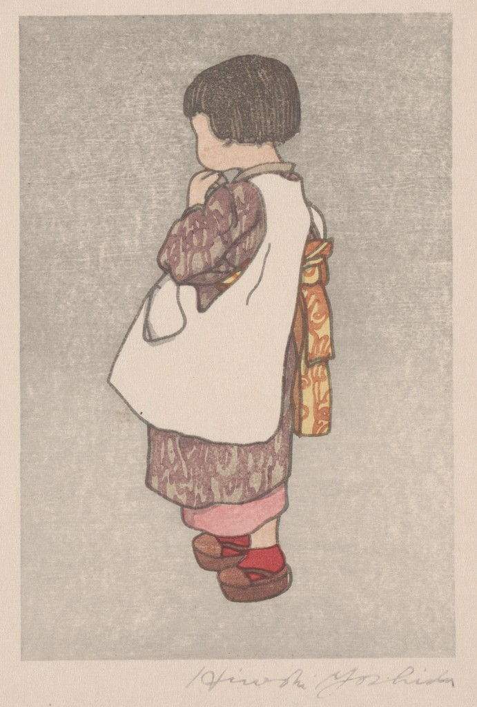 Girl woodblock print