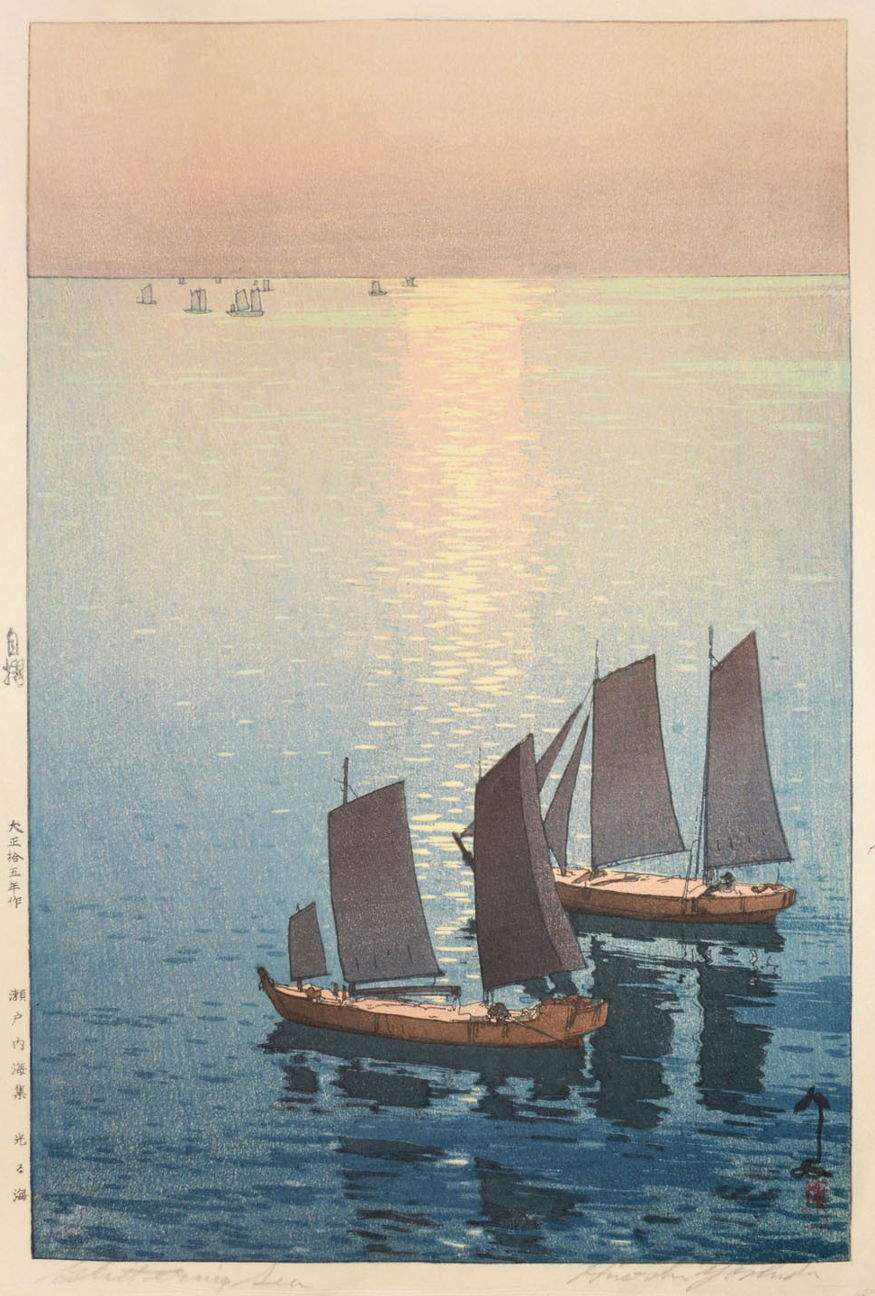 Glittering Sea woodblock print