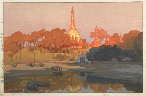Hiroshi Yoshida - Golden Pagoda in Rangoon thumbnail