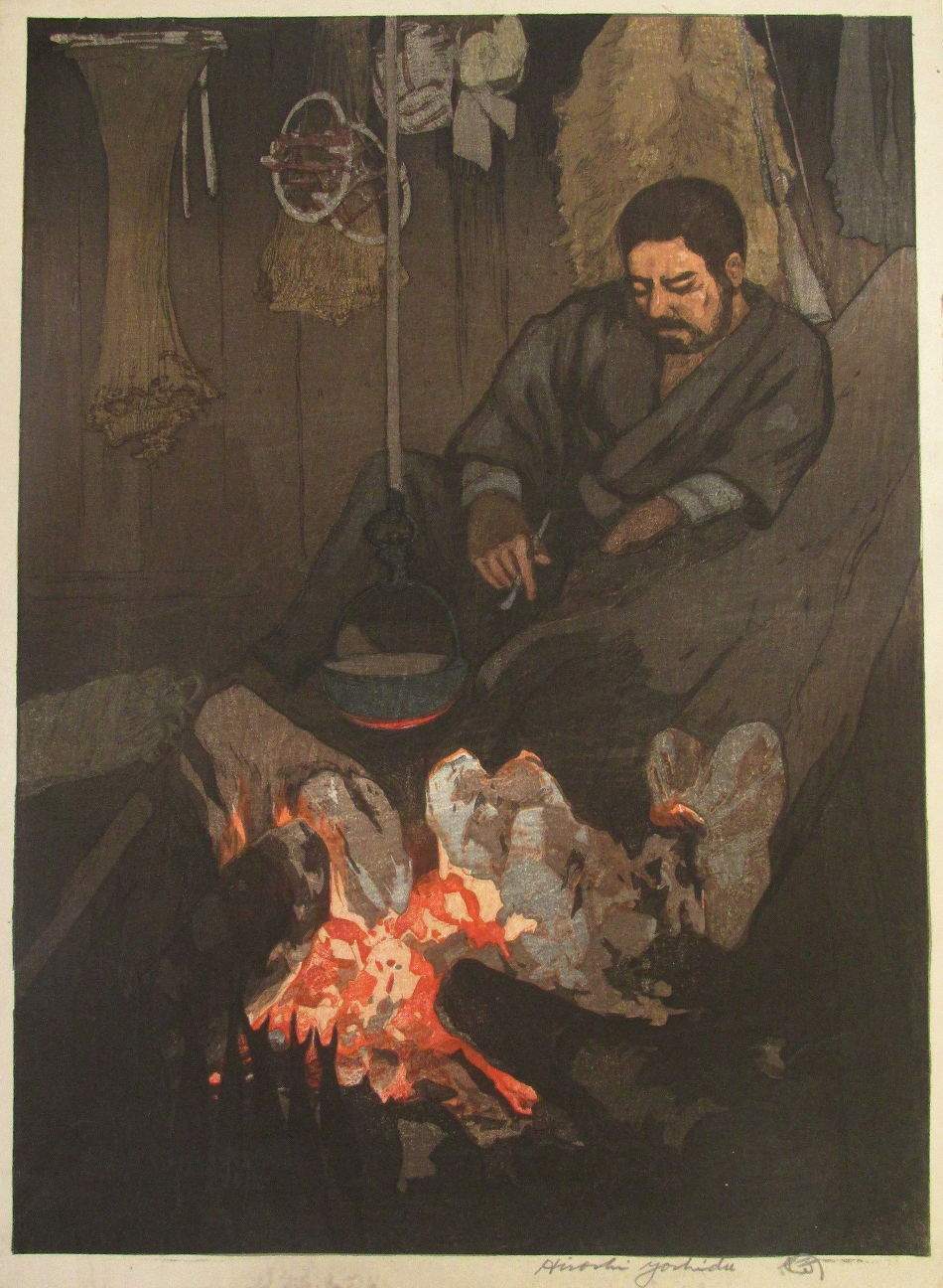 A Hunter's Story woodblock print