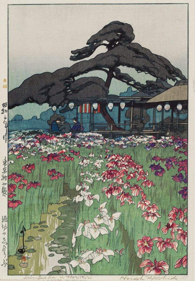 Iris Garden in Horikiri woodblock print