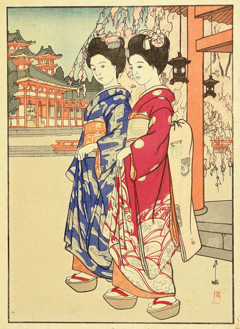 Maiko woodblock print