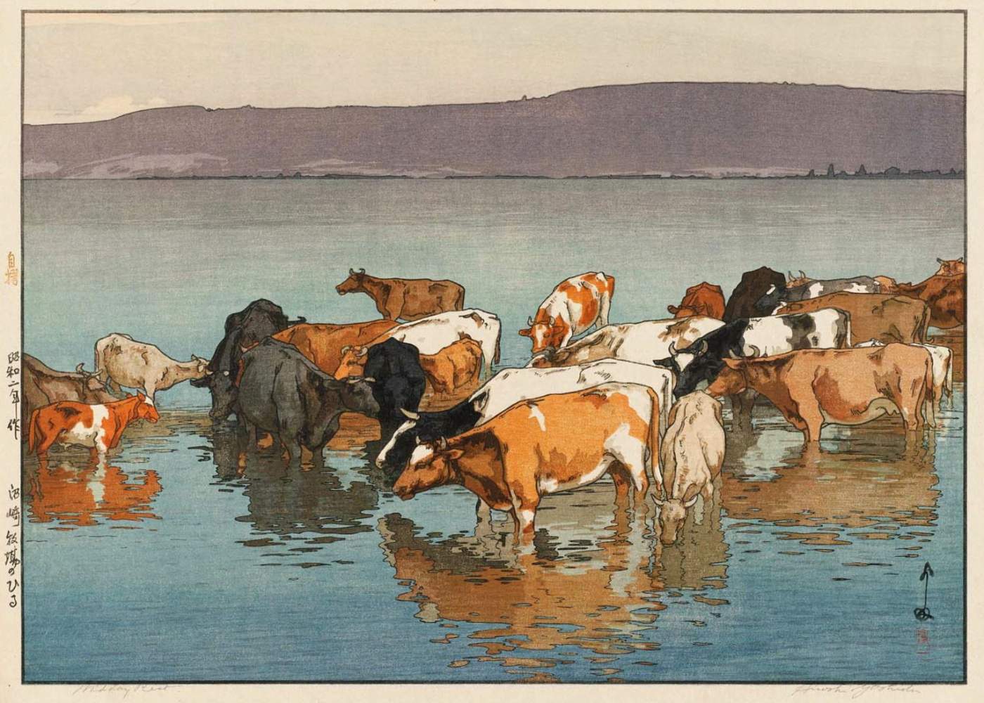 Midday Rest woodblock print