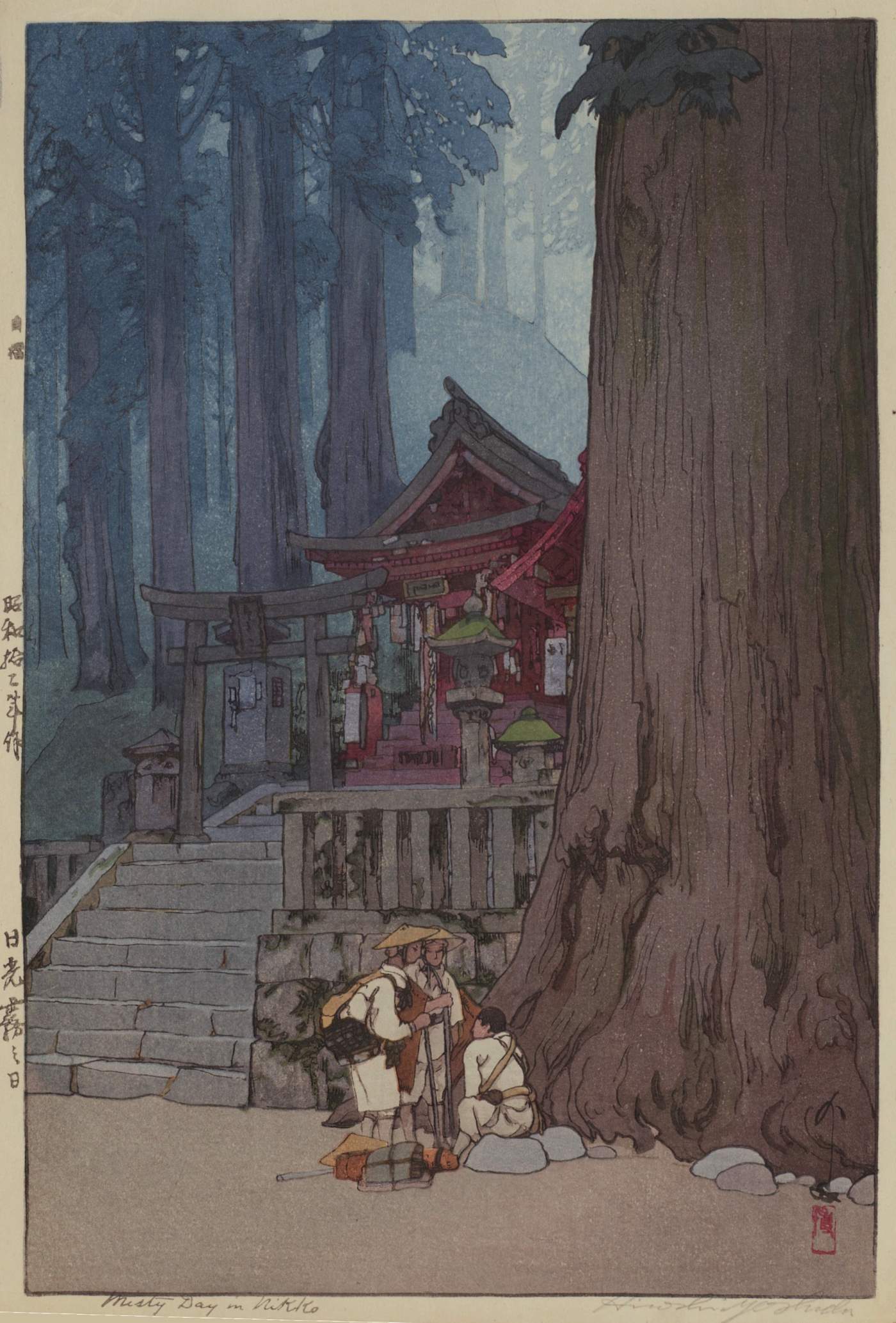 Misty Day in Nikko woodblock print