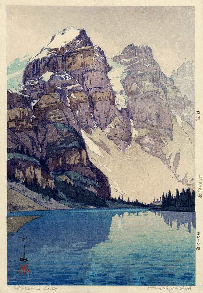 Moraine Lake woodblock print