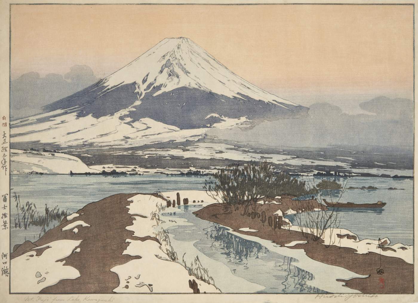 Mount Fuji from Lake Kawaguchi woodblock print