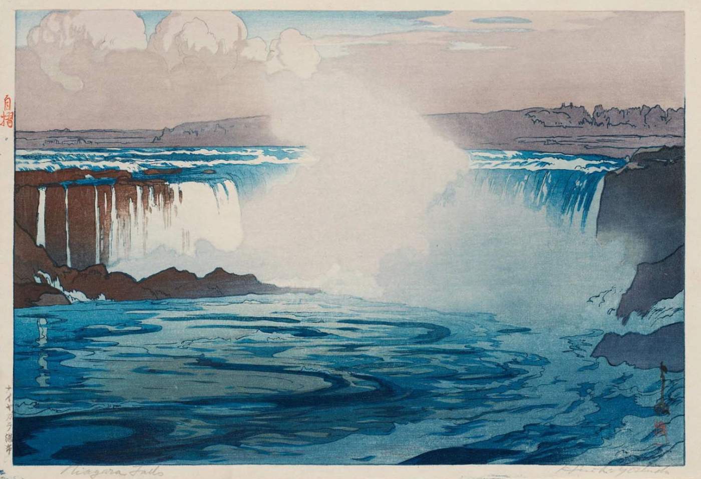 Niagara Falls woodblock print