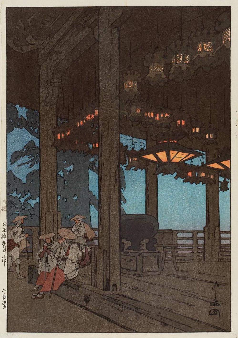 Hiroshi Yoshida “Nigatsudo Temple” 1926 woodblock print