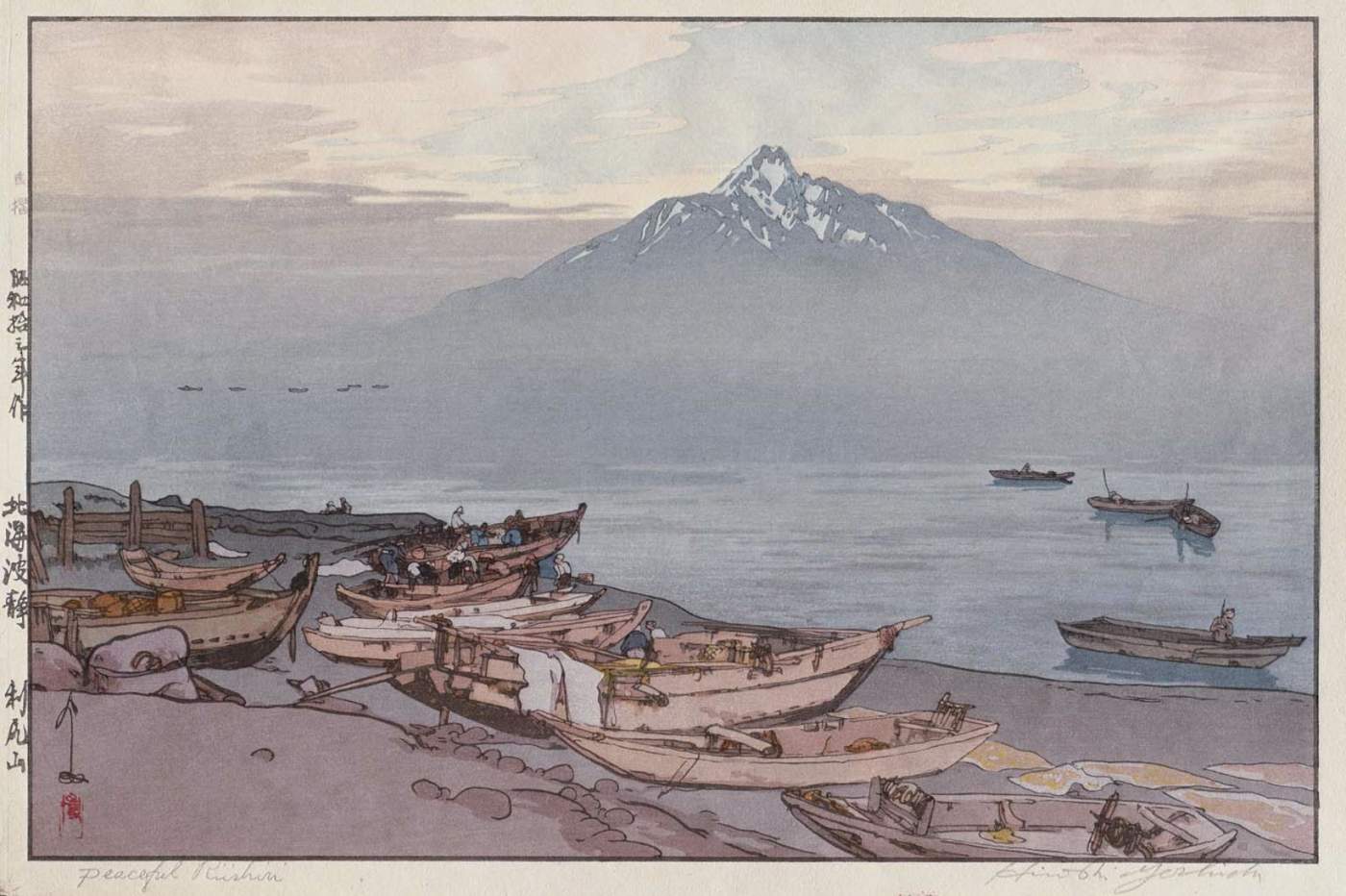Peaceful Rishiri woodblock print