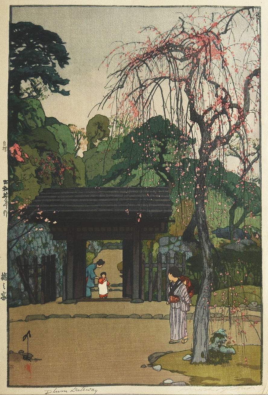 Plum Gateway woodblock print