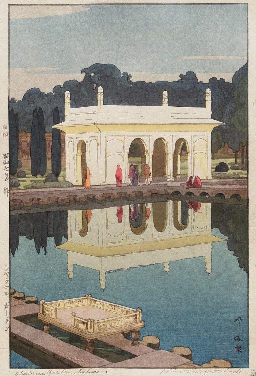 Shalimar Garden, Lahore woodblock print