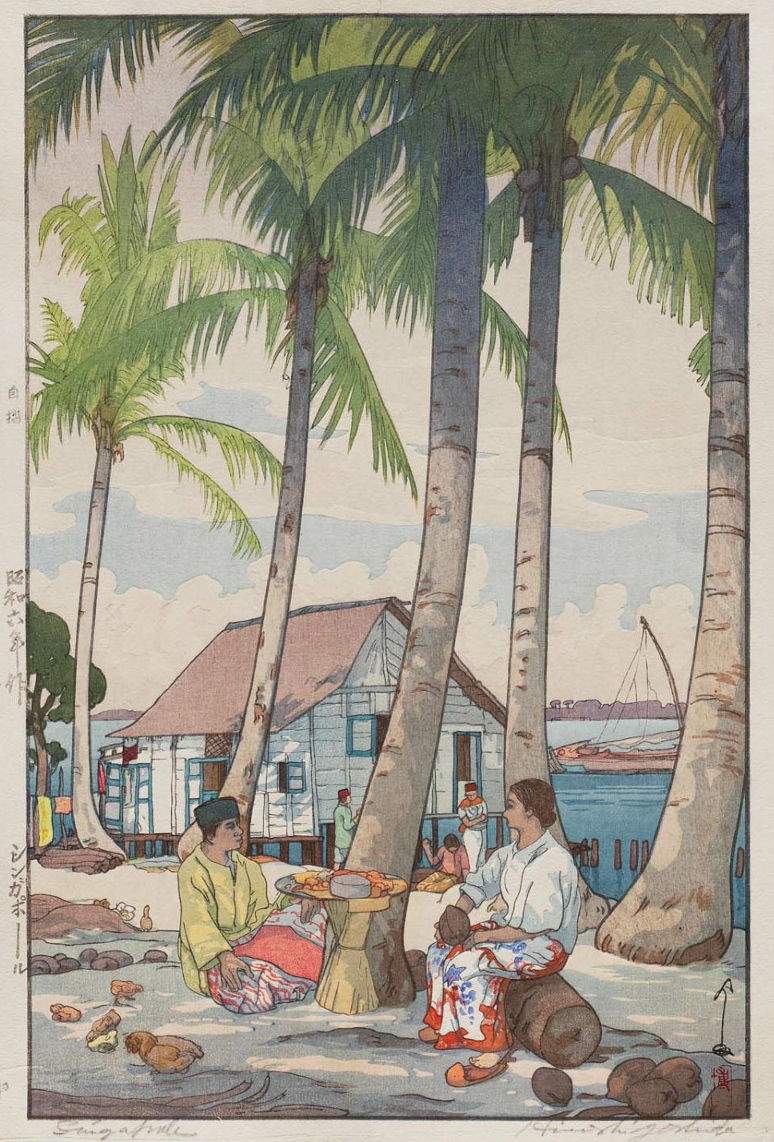 Singapore woodblock print