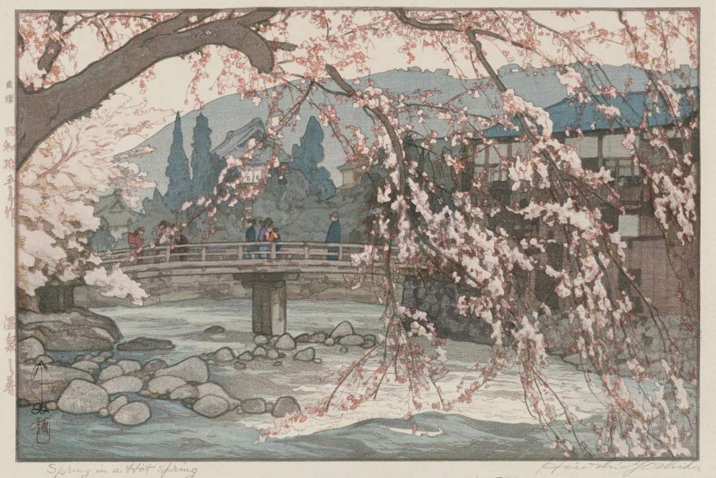 Spring in a Hot Spring woodblock print