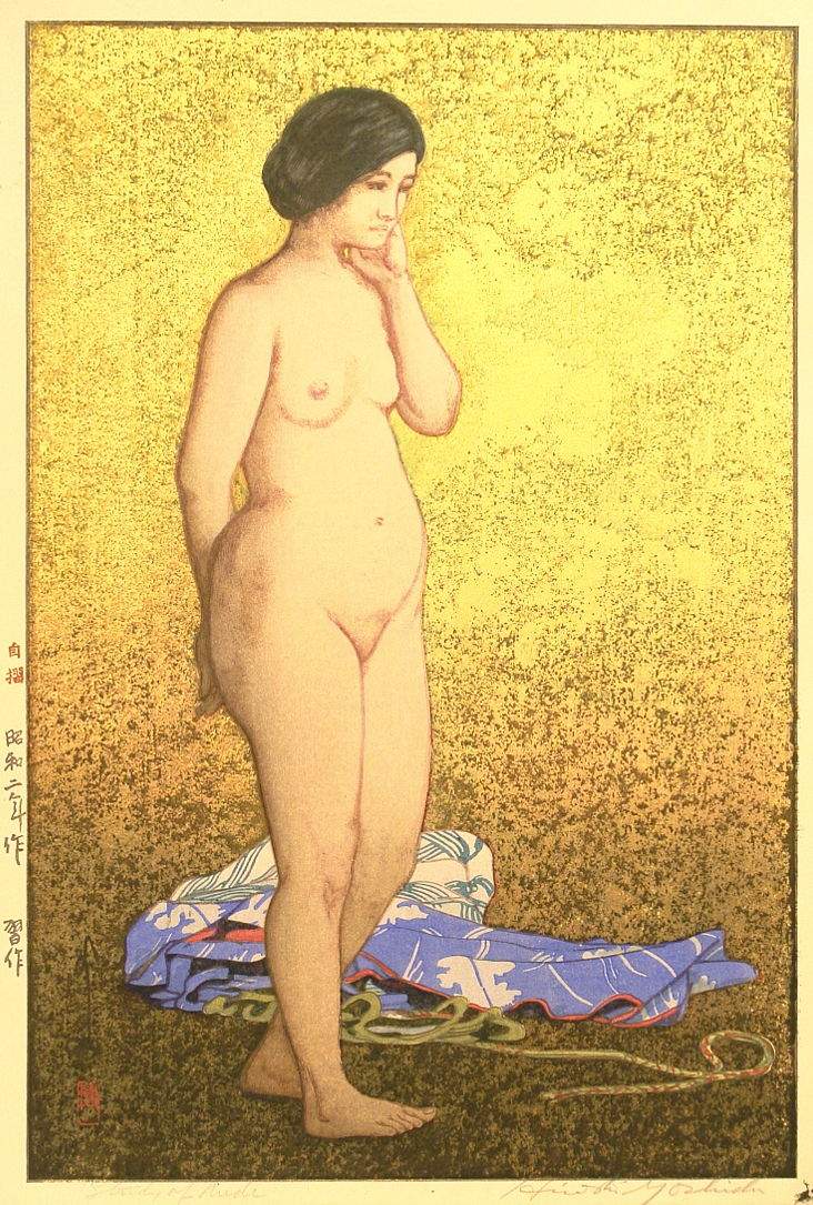 Study of Nude woodblock print