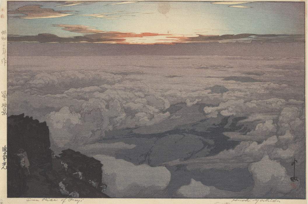 Hiroshi Yoshida “Sun Rise of Fuji” 1928 woodblock print