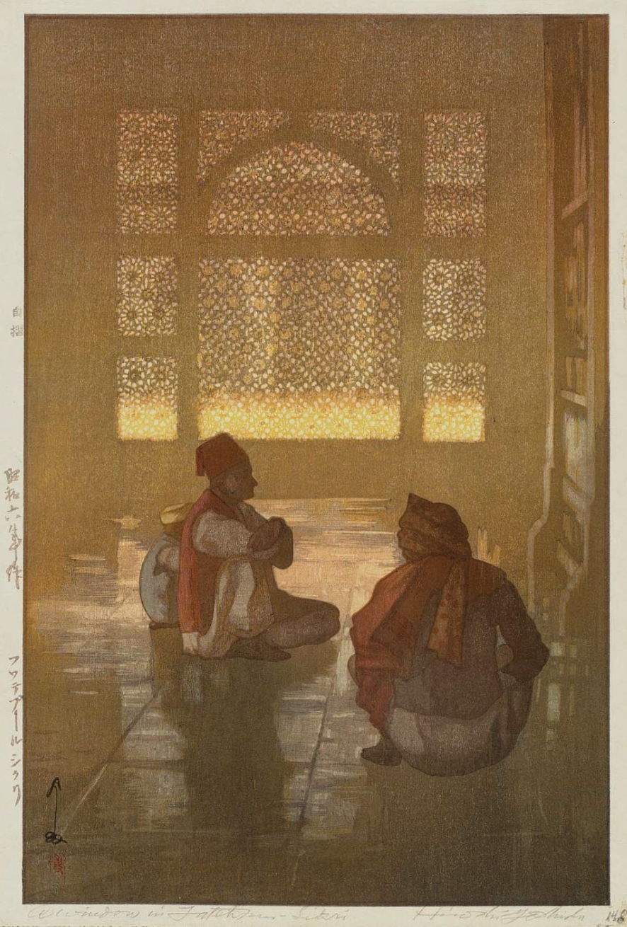 A Window in Fatehpur-Sikri woodblock print