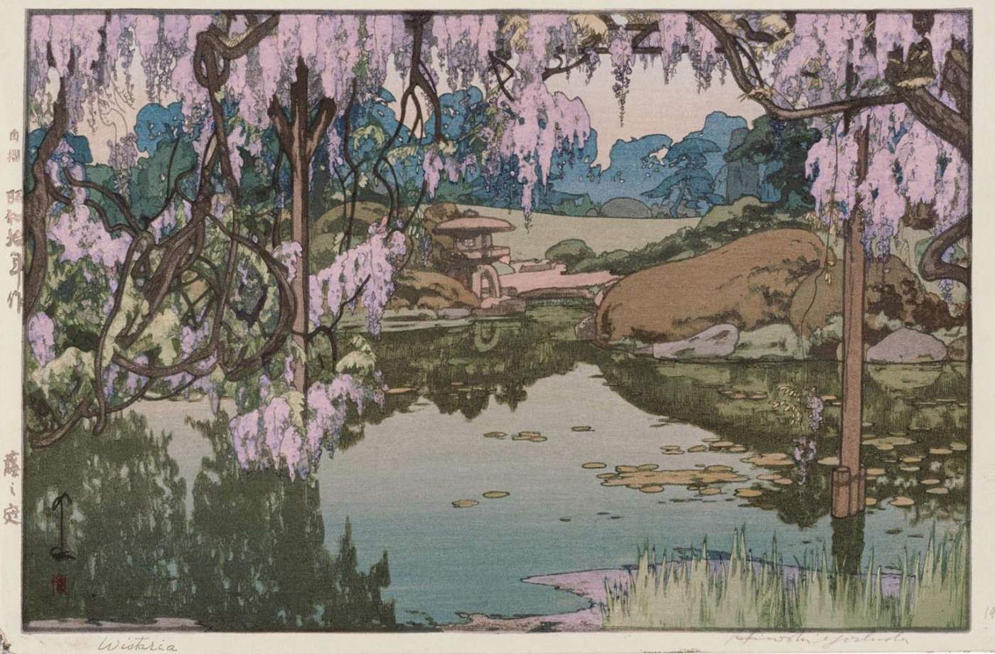 Wisteria woodblock print