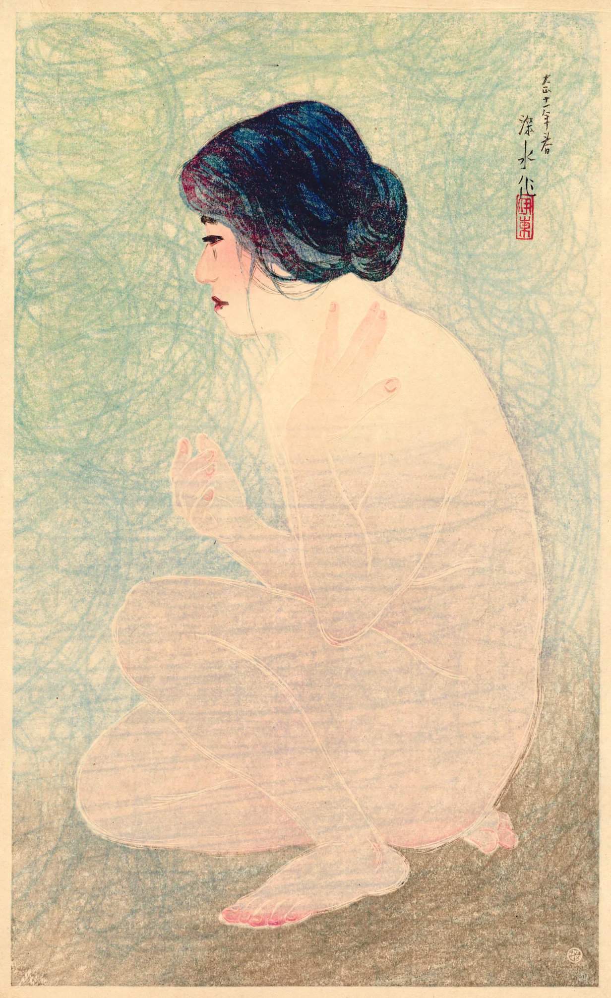 Bathing in Early Summer - Ito Shinsui Catalogue woodblock print