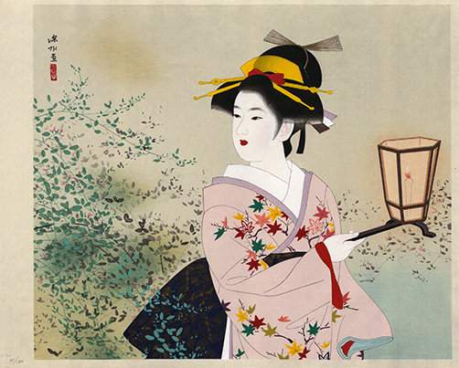 Beauty and Bush Clover - Ito Shinsui Catalogue woodblock print