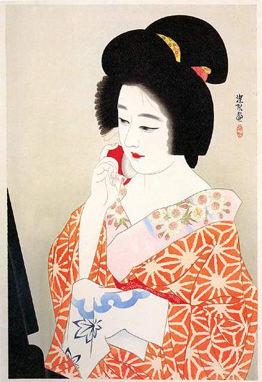 Beauty in Makeup - Ito Shinsui Catalogue woodblock print