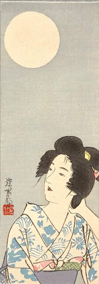Beauty under the Moon - Ito Shinsui Catalogue woodblock print