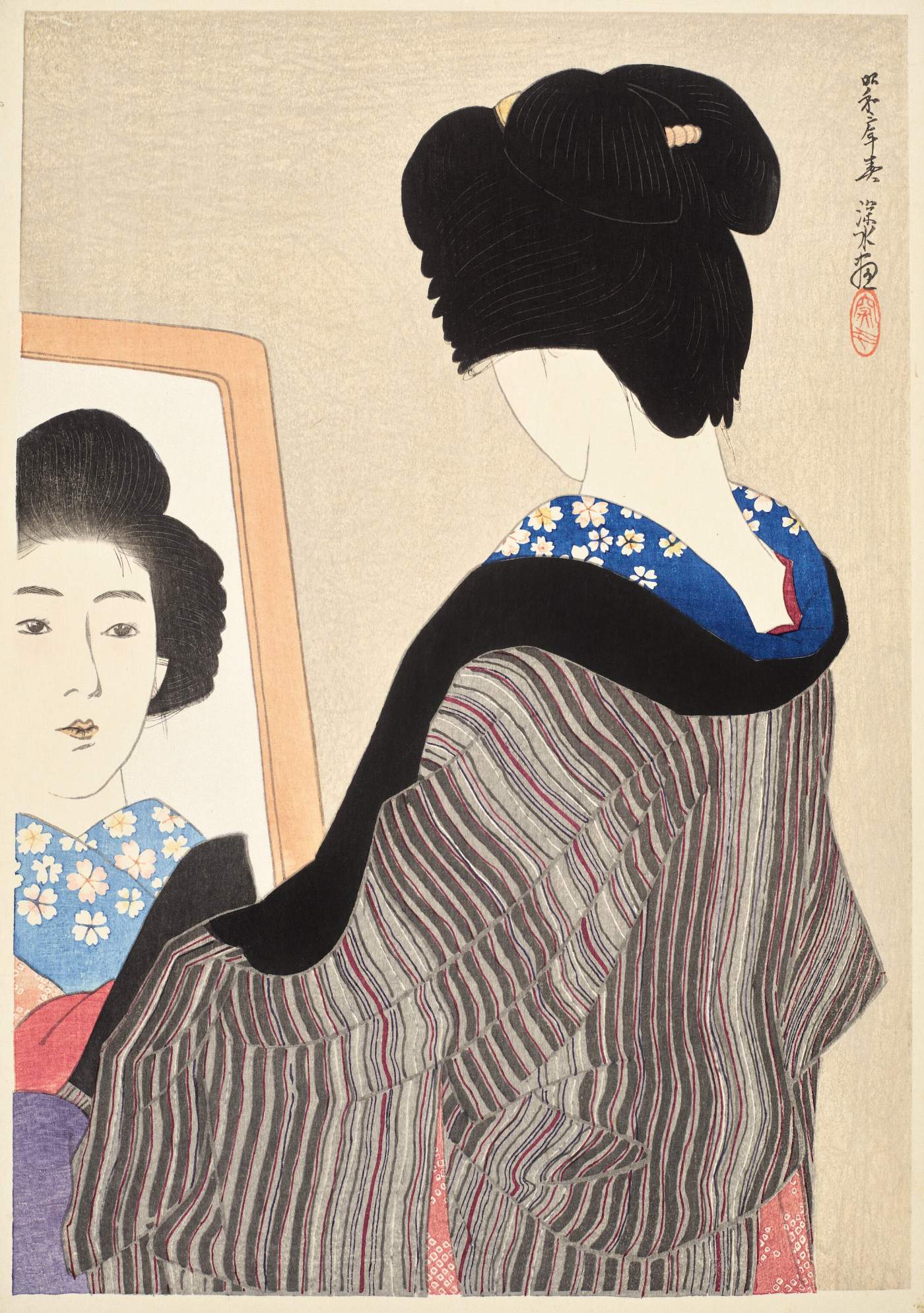 Black Neckband - Ito Shinsui Catalogue woodblock print