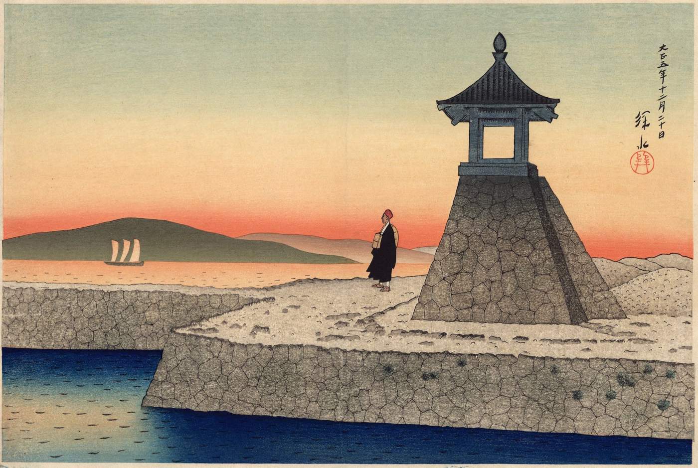 Dawn at Akashi - Ito Shinsui Catalogue woodblock print