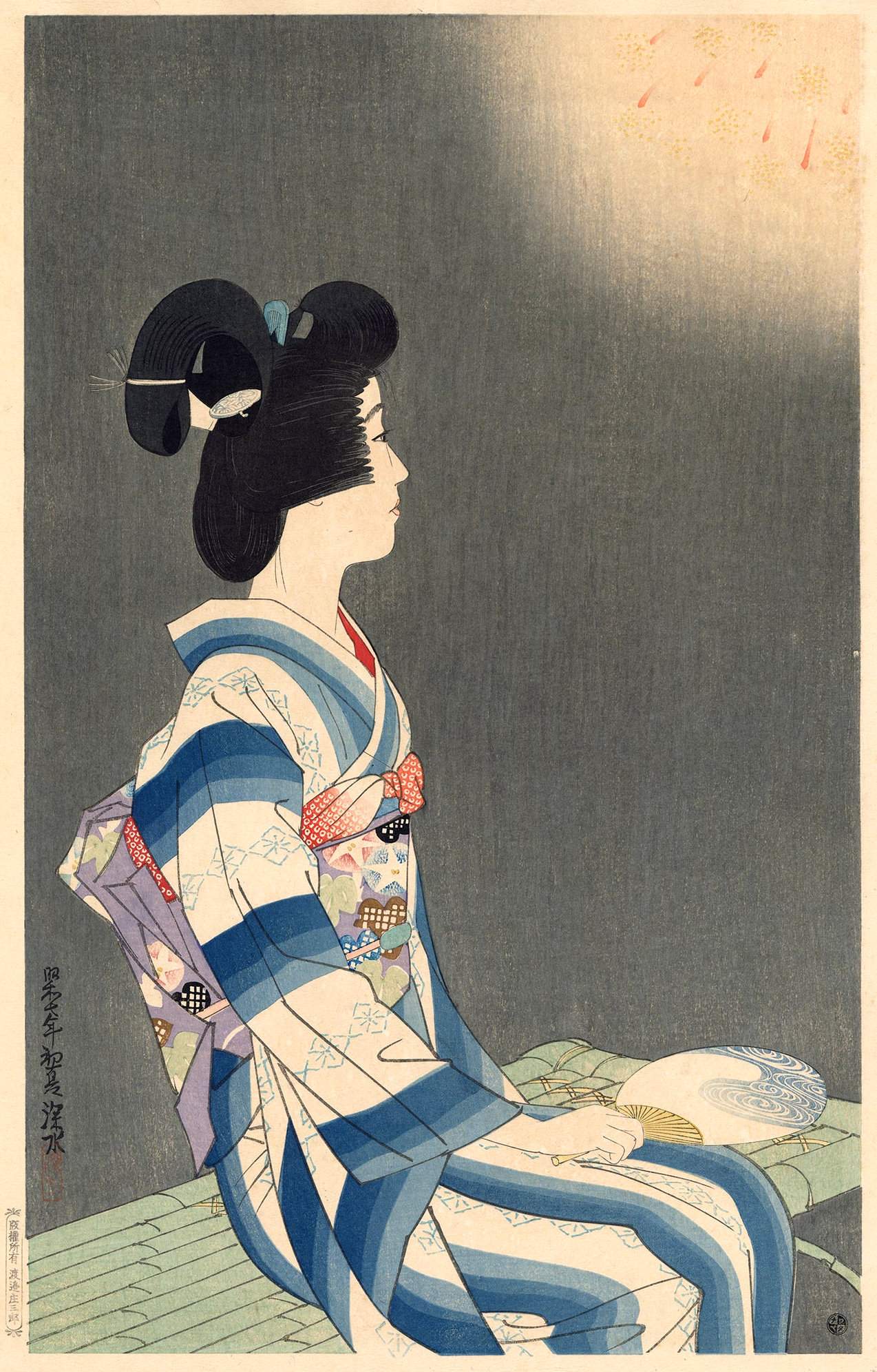 Fireworks - Ito Shinsui Catalogue woodblock print