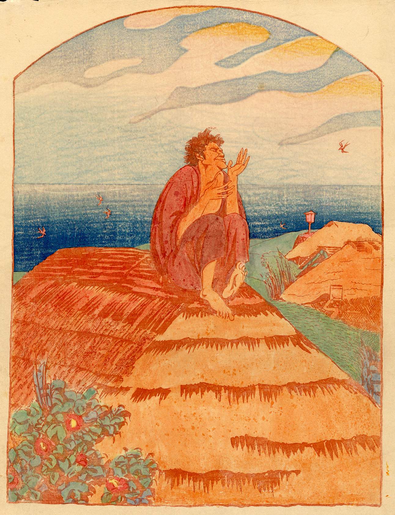 Fool on the Roof - Ito Shinsui Catalogue woodblock print