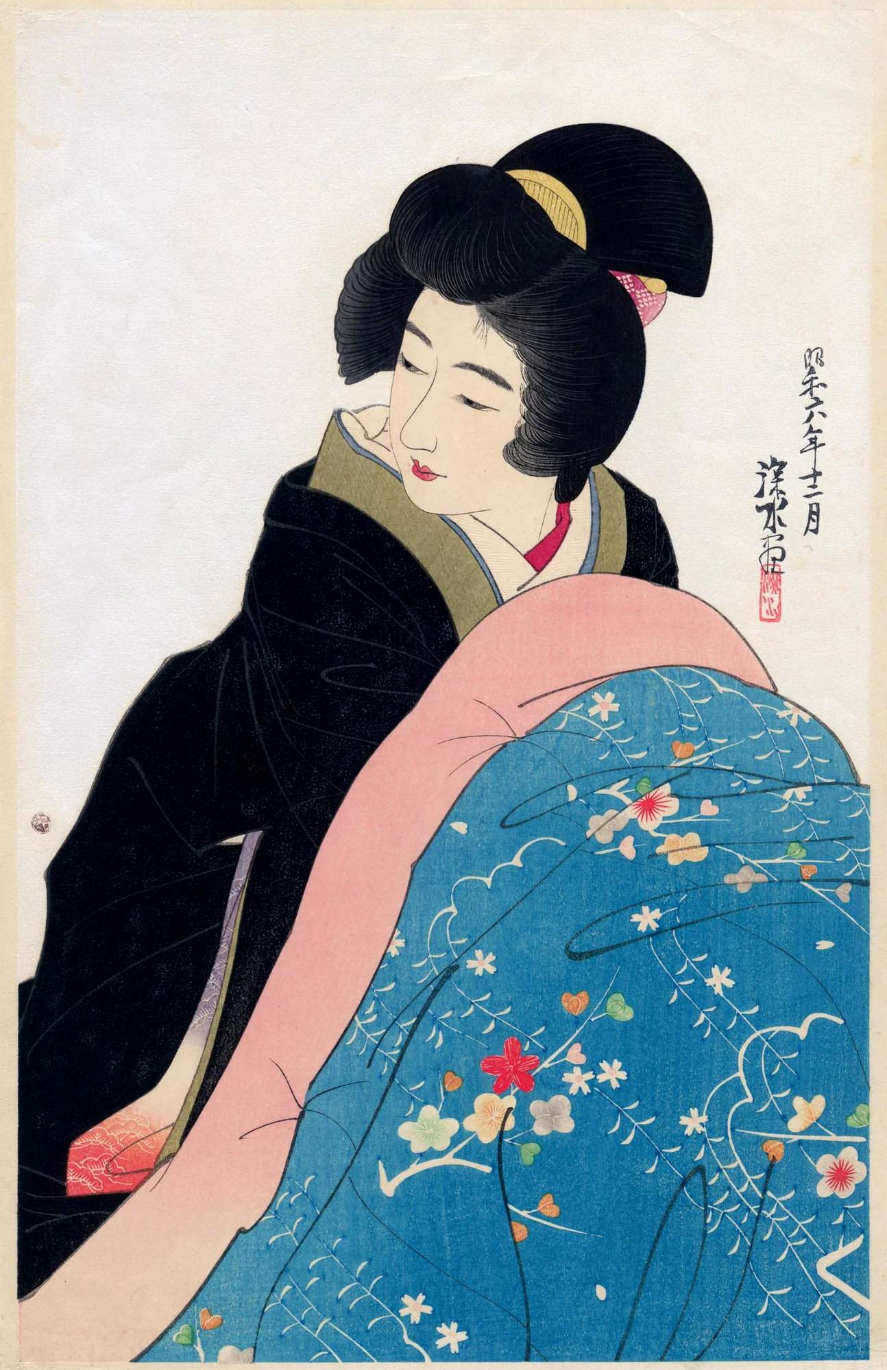 Footwarmer (Kotatsu) - Ito Shinsui Catalogue woodblock print