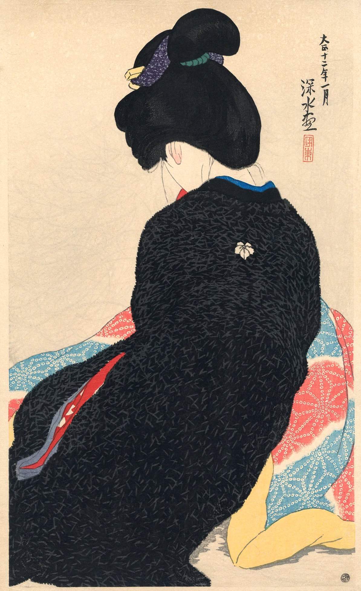 Footwarmer (Kotatsu) - Ito Shinsui Catalogue woodblock print