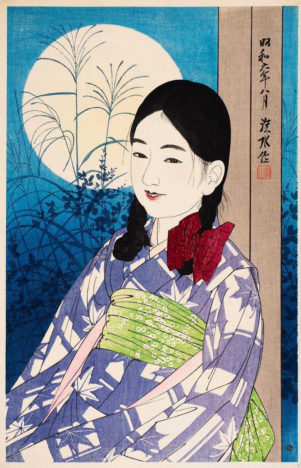 Full Moon Viewing (Jugoya) - Ito Shinsui Catalogue woodblock print