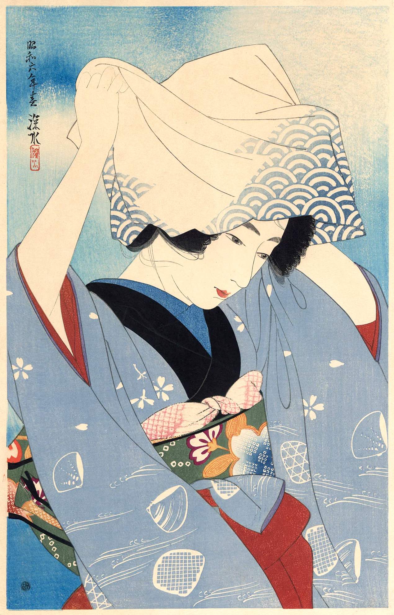 Gathering Seashells - Ito Shinsui Catalogue woodblock print
