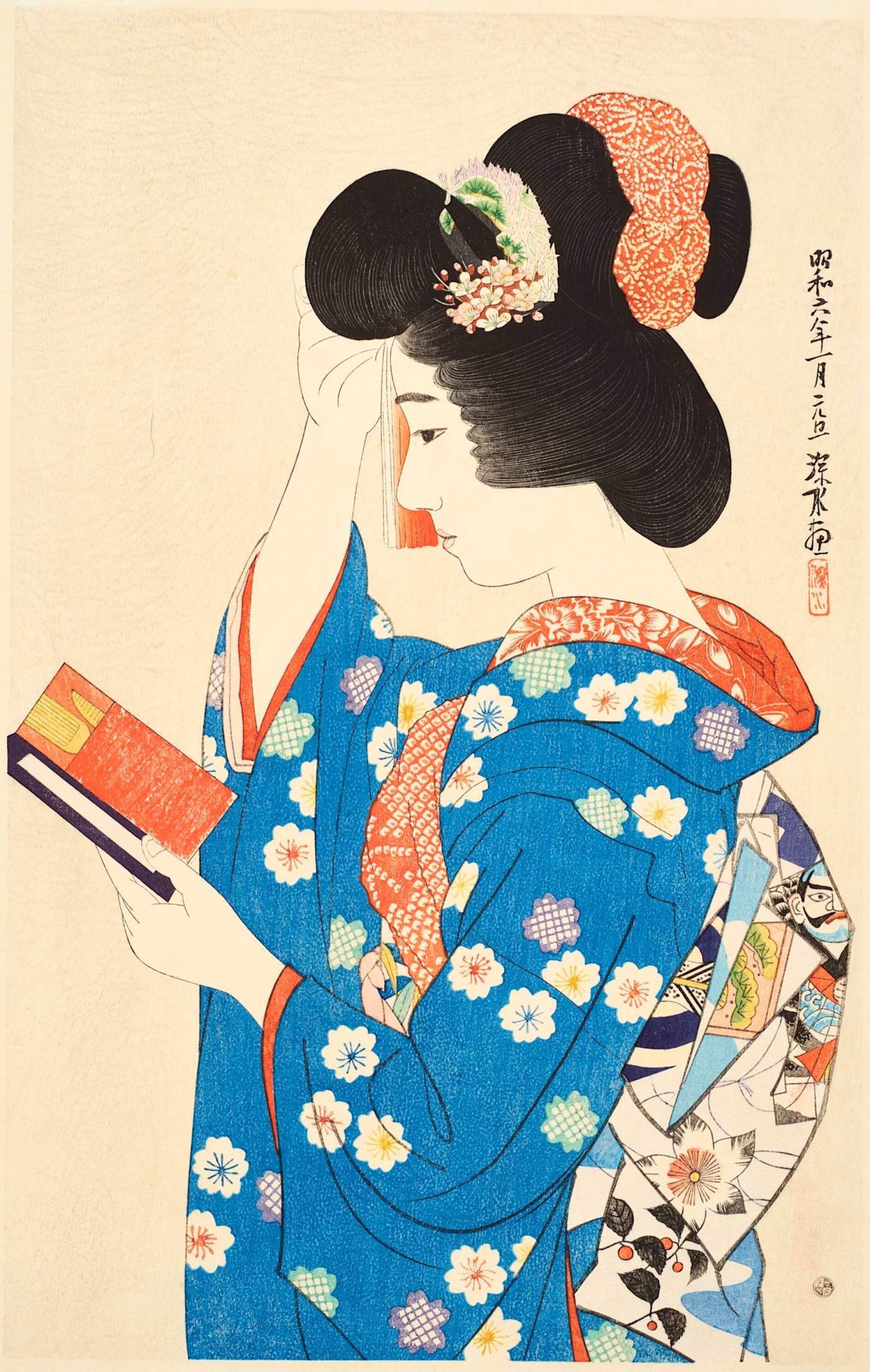Hand Mirror - Ito Shinsui Catalogue woodblock print