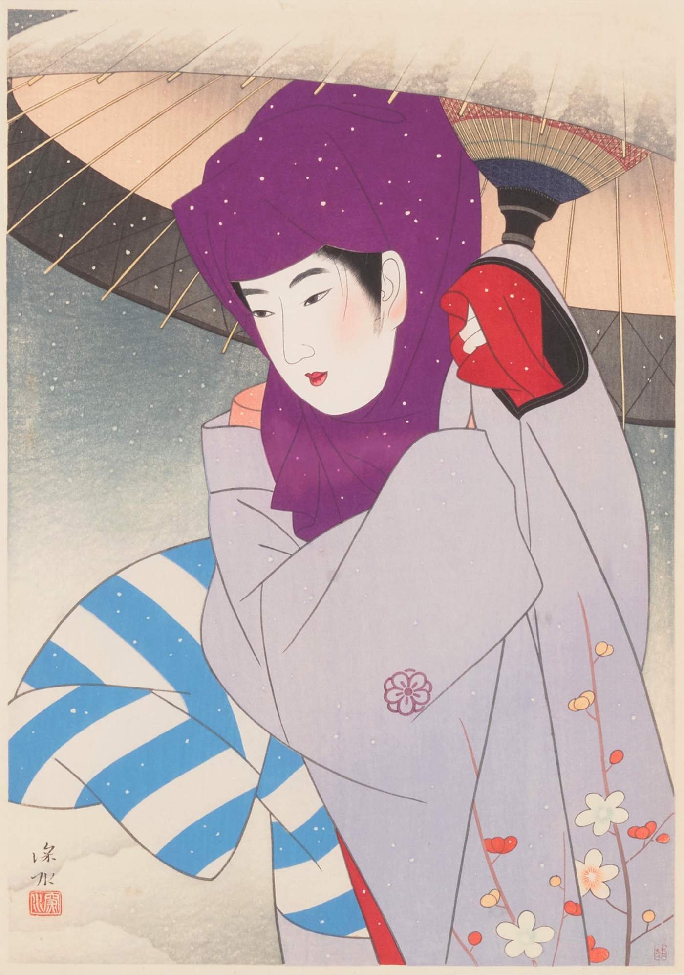 Hooded Woman (Okoso zukin) - Ito Shinsui Catalogue woodblock print