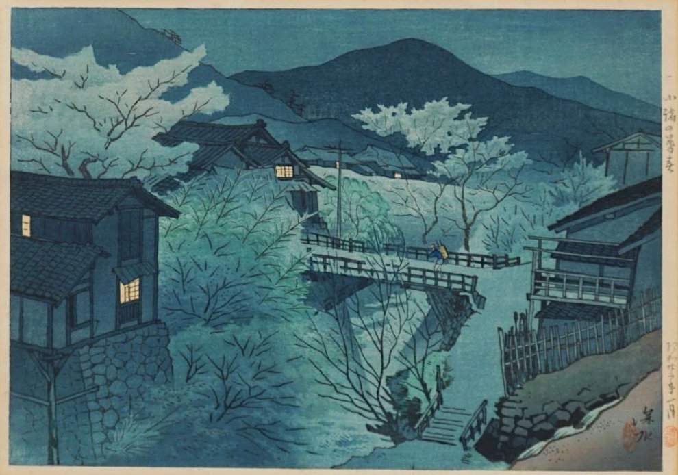 Late Spring Evening in Komoro - Ito Shinsui Catalogue woodblock print