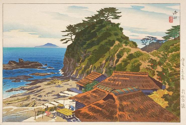 Morning at Shirahama - Ito Shinsui Catalogue woodblock print