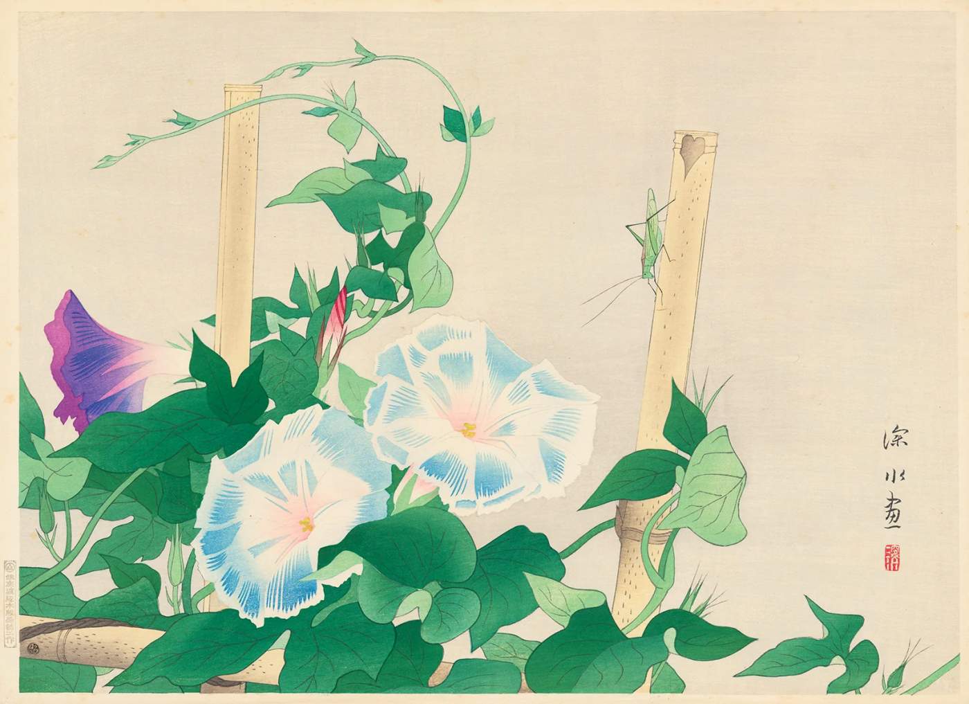 Morning Glories - Ito Shinsui Catalogue woodblock print
