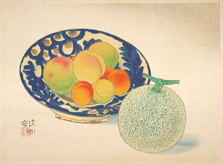Peaches and Melon - Ito Shinsui Catalogue woodblock print