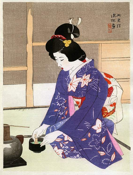 [Preparing Tea] - Ito Shinsui Catalogue woodblock print